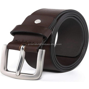 เข็มขัดลำลองหนังแท้สีน้ำตาลเรียบมีสไตล์สำหรับผู้ชายและผู้หญิงทำด้วยมือเข็มขัดหนังแท้และเครื่องประดับ - Product Image 5