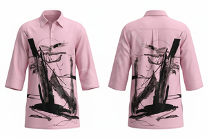 Chemise longue surdimensionnée à imprimé graphique abstrait personnalisé, tendance et décontractée - Product Image 5