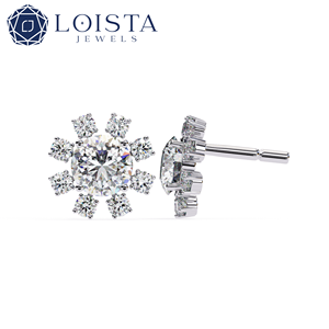 Lab Grown Diamond Round Brilient Cut <b>Earring</b> With IGI Certified For Women's Luxury Style Engagement Jewelry - Product Image 1