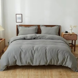 Juego de Ropa de Cama de 4 Piezas de Color Sólido de Alta Calidad, Fundas de Almohada Refrigerantes que Absorben el Sudor, Juego de Edredón 100% Lino - Product Image 4
