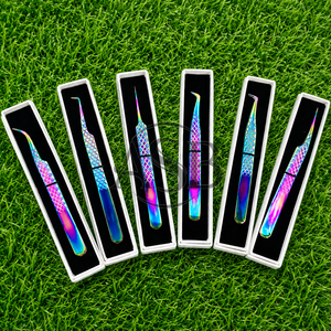 Pince à cils en acier inoxydable arc-en-ciel avec grip diamanté, outils de précision pour isolation et volume des cils - Product Image 5
