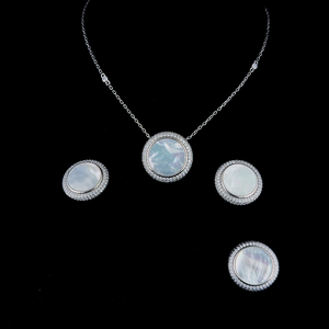 Compra al por Mayor: Elegante Conjunto de Pendientes y Anillo de Madreperla, Estilo Opalino Luminoso, Joyería Plateada para Eventos Formales y Festivos - Product Image 2