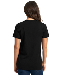 Camiseta de Manga Corta para Mujer, Cuello en V, Color Negro Sólido, Estilo Relajado, Transpirable - Product Image 3