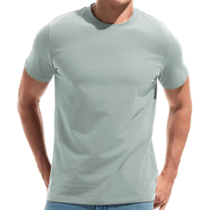 T-shirt en jean unisexe délavé à col rond, coupe ample, manches courtes, style vintage, écologique, vert décontracté, printemps-été - Product Image 5