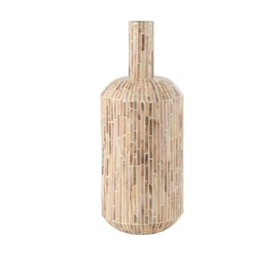 Handmade Tabletop <b>Vase</b> with Mother of Pearl Mosaic Design Coastal Style for Floral Display - Product Image 1
