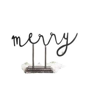 Merry Metal Christmas Decor Sign Modern Handcrafted Holiday <b>Ornament</b> - Product Image 5