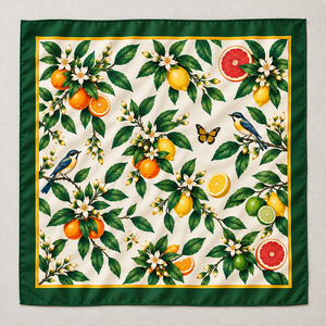 Foulard de cuisine imprimé fruits et légumes, carré, doux, léger, foulard numérique, fabricant OEM ODM - Product Image 2
