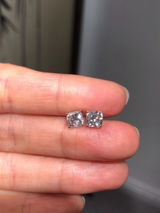 1.60ct Cushion Lab Grown Diamond Solitaire Stud <b>Earrings</b> 14K White Gold IGI Certified Wedding Minimalist Diamond Studs Jewelry - Product Image 6