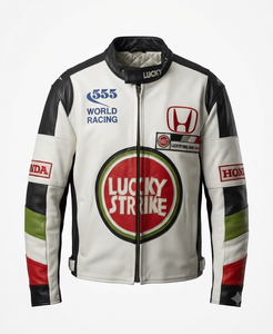 Blouson de course en cuir de vachette véritable pour homme/Chaquetta – Équipement moto premium pour la course avec bosse, sur mesure, certifié CE - Product Image 1
