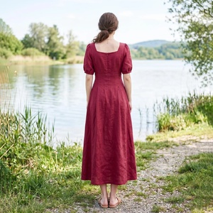 Women's Vintage A-Line Midi <b>Dress</b> Loose Fit Plus Size V-neck High Waist <b>Bell</b> Sleeve Pockets Casual Summer Vacation Breathable - Product Image 2