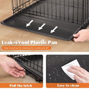 Cage pour chien à double porte, 36-48 pouces, pliable, en métal, avec plateau séparateur, pour les voyages et la reproduction - Product Image 4