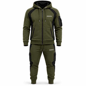 Survêtement unisexe personnalisé 2 pièces, coupe oversize, écologique, imperméable, léger, décontracté, 100 % coton, à capuche, respirant, couleur unie - Product Image 1