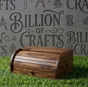 Boîte à pain en bois écologique de style campagnard français, finition de haute qualité, couvercle coulissant, conteneur de rangement arqué, organisateur pour la cuisine - Product Image 3