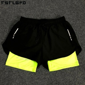 Men's Teal Black Color Blocked Sport Shorts With Side Pocket Quick Dry Drawstring Waist <b>Mid</b> Length Workout Running Gym Shorts - Product Image 5