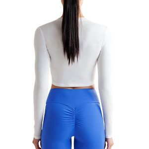 Camiseta Deportiva Personalizada al por Mayor para Mujer, Manga Larga, Corte Recortado, Elástica, Transpirable, para Yoga, Gimnasio, Fitness, Ejercicio, Ajuste Delgado - Product Image 5