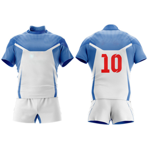 Ensemble de vêtements de sport pour hommes, uniforme de rugby personnalisé, maillot et short d'équipe, vêtements de performance respirants et confortables pour les matchs - Product Image 1