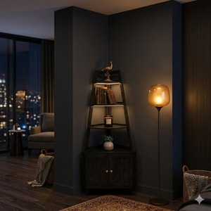 Estante de Esquina Escalonado de Pino Americano, Madera Contrachapada, Diseño Moderno y Duradero, Bordes Lisos, Mueble para Sala de Estar y Dormitorio - Product Image 4