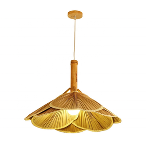 Đồ Nội Thất Phòng Khách Ánh Sáng Ánh Sáng Hoa Mặt Dây Chuyền Hiện Đại Ánh Sáng Lá Cọ Lampshades Khung Khô Lá Cọ Fan Đèn Bóng Râm - Product Image 4