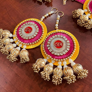 อุปกรณ์ตกแต่งผนังแบบกลมประตูแบบแขวนของขวัญคืนตามเทศกาลสำหรับงานแต่งงานงานเลี้ยงขึ้นบ้านใหม่ลวดลายดิวาลีตกแต่งรูปวัดสำหรับสำนักงานบ้าน - Product Image 3