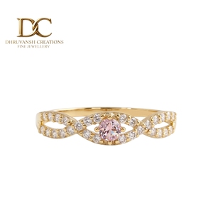 Anillo de oro amarillo macizo de 14 quilates de última tendencia con diamante cultivado en laboratorio y zafiro Padpardscha, joyería fina para mujer para boda - Product Image 1