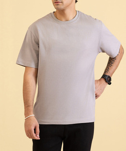 T-shirt surdimensionné en coton lourd délavé à l'acide, tricoté, avec logo personnalisé, style vintage, pour homme, 100% coton - Product Image 5