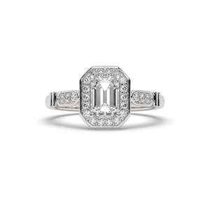 AJRETAIL Anillo de Compromiso y Boda de Oro Blanco con Diamantes de Laboratorio de 1.286 Quilates, Claridad VS2, Color F, 14K, Certificado IGI, Sin Huellas Dactilares - Product Image 1