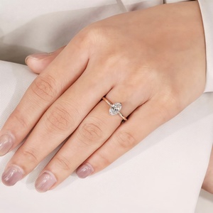 Anillo de Compromiso Solitario de Oro Rosa Sólido de 22K con Diamante Cultivado en Laboratorio, Joyería Fina para Novia - Product Image 4