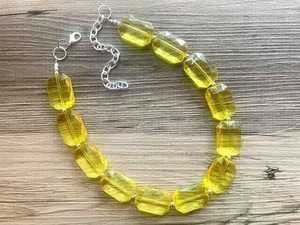 Handmade Resin Beaded Necklace Round <b>Green</b> Yellow Statement Jewelry Fruit Theme Crafted With <b>Red</b> Accents - Product Image 3