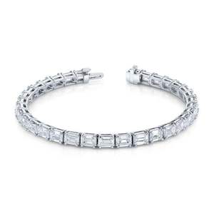 RAMDUT IMPEX Moissanite Tennis Bracelet Silver Plated Emerald Cut Teardrop Sparkling Trendy Elegant Unisex GRA Certified Claw - Product Image 3
