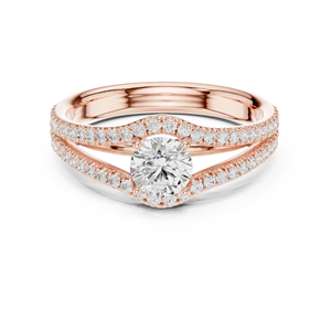 แหวนเพชรทรงกลมทองคำขาว 14K สำหรับผู้หญิง สวมใส่ในออฟฟิศ เพชรเพาะเลี้ยงใหม่ - Product Image 2