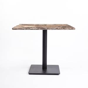 Ganpati GN1070 Modern Dark Emperador Marble Dining Hotel Restaurant <b>Table</b> Black Metal Pedestal Base Foldable Portable - Product Image 4