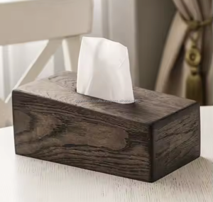 Caja de pañuelos con incrustaciones de madera marrón de la mejor calidad, caja de servilletas decorativa Vintage de última forma Rectangular - Product Image 2