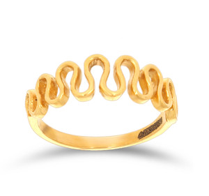 Anillo de Oro Amarillo de 18K con Diseño de Onda Abstracta para Mujer, Joyería Moderna Apilable, Estilo Minimalista para Uso Diario - Product Image 1