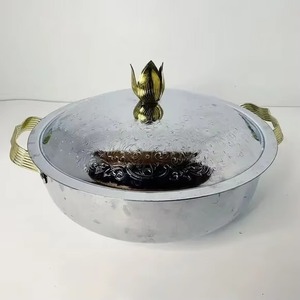 Arabic stainless steel engraved casseroles with floral <b>knob</b> perfect for traditional and modern recipes - Product Image 3