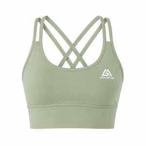 Conjunto Deportivo para Mujer, Sujetador Deportivo Transpirable sin Costuras de Alta Sujeción, Color Verde, y Leggings de Cintura Alta |   Correa en Y de Poliéster/Algodón para Gimnasio y Entrenamiento - Product Image 5