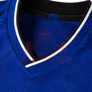 Camiseta de Fútbol para Hombre, Azul, Blanco y Negro, con Bloques de Color, Manga Corta, Cuello en V, Absorbe la Humedad, Poliéster, Ajuste Atlético, para Todas las Temporadas - Product Image 6