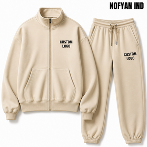 Fabricante de Conjuntos Deportivos al por Mayor con Marca Privada, Sudadera con Cremallera, Pantalones Deportivos, Color Sólido, Logotipo Personalizado, Manga Larga, Invierno, Estampado - Product Image 1