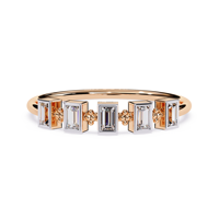 Bague en or 14 carats avec diamant de laboratoire taille baguette, alliance minimaliste empilable pour femme