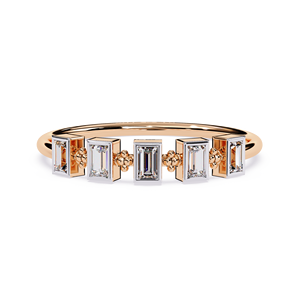 14K Gold Baguette Cut Lab Grown Diamond <b>Ring</b> Minimalist Stackable Wedding Band for Women - Product Image 1