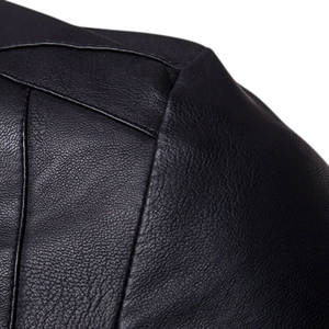 Chaqueta de Motociclista de Cuero PU para Mujer, Cuello Alto, Manga Larga, Cierre de Cremallera, Color Sólido, Estilo Motero, para Otoño - Product Image 2