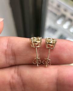 Yellow Gold Emerald Cut Diamond <b>Stud</b> <b>Earrings</b> Claw Setting Classic Everyday Wear Unisex Jewelry - Product Image 1