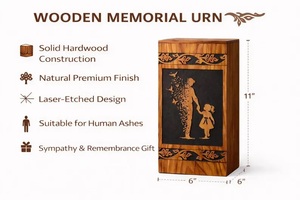 Urna Funeraria de Madera Hecha a Mano, Caja Conmemorativa Grabada con Láser - Product Image 4