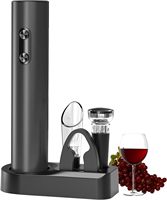 Ensemble ouvre-bouteille électrique 4-en-1 à piles avec verseur, aérateur, bouchon à vide et base de rangement