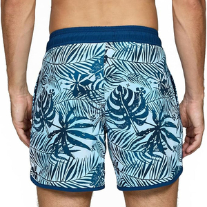 Shorts de plage mi-longs pour hommes avec logo personnalisé, 100 % coton, en toile personnalisée, pour le surf et la natation, style urbain, taille élastique - Product Image 4