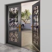 Puerta de Seguridad de Acero de Lujo con Diseño de Entrada de Hierro Forjado y Cerradura de Acero Inoxidable para Proyectos de Villas Modernas