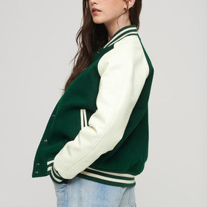 Chaqueta Varsity para Mujer con Botones a Presión, Mezcla de Lana, Estilo Letterman, Etiqueta Privada Personalizada, Proveedor de Ropa Exterior de Moda OEM ODM - Product Image 4