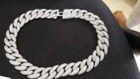 Collier chaîne cubaine en argent 925 avec diamants Moissanite, style hip-hop, bijoux pour rappeurs, idéal pour les fêtes et comme cadeau