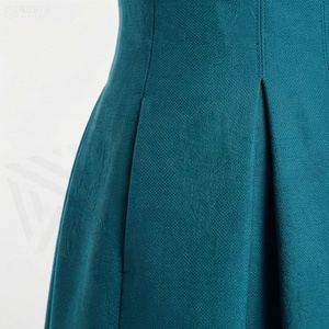 High Waist Women's <b>Woolen</b> A-Line Pleated Knee-Length <b>Skirt</b> Solid Teal Elegant Style All Seasons Wear - Product Image 5