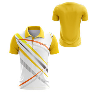 Sports <b>Polo</b> T Shirt 100% Polyester Breathable Moisture Wicking Short Sleeve Slim Fit <b>White</b> Yellow Athletic Team Sport <b>Polo</b> Shirt - Product Image 3