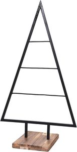 Metal Christmas <b>Tree</b> Decoration | Black Iron <b>Tree</b> <b>Stand</b> with Wooden Base | Holiday Home Decor - Product Image 4